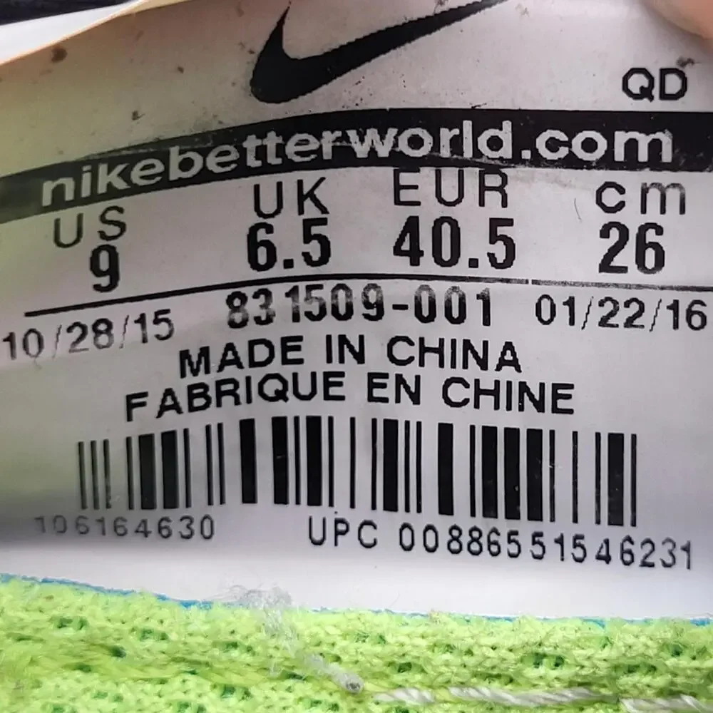 Nike Womens‎ Free RN Running Shoes Womens Size 9 831509-001 Black White Trainers